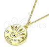 Oro Laminado Pendant Necklace, Gold Filled Style Heart and Star Design, with White and Black Micro Pave, Polished, Golden Finish, 04.362.0007.20 (02 MM Thickness, 20 Inches Length)