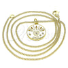 Oro Laminado Pendant Necklace, Gold Filled Style Heart and Star Design, with White and Black Micro Pave, Polished, Golden Finish, 04.362.0007.20 (02 MM Thickness, 20 Inches Length)