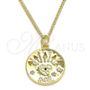 Oro Laminado Pendant Necklace, Gold Filled Style Heart and Star Design, with White and Black Micro Pave, Polished, Golden Finish, 04.362.0007.20 (02 MM Thickness, 20 Inches Length)