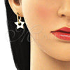 Oro Laminado Huggie Hoop, Gold Filled Style Star Design, White Enamel Finish, Golden Finish, 02.362.0003.12
