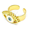 Oro Laminado Elegant Ring, Gold Filled Style Evil Eye Design, White Enamel Finish, Golden Finish, 01.313.0003 (One size fits all)