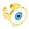 Oro Laminado Elegant Ring, Gold Filled Style Evil Eye Design, White Enamel Finish, Golden Finish, 01.313.0004 (One size fits all)