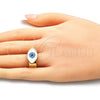 Oro Laminado Elegant Ring, Gold Filled Style Evil Eye Design, White Enamel Finish, Golden Finish, 01.313.0006 (One size fits all)