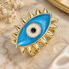 Oro Laminado Elegant Ring, Gold Filled Style Evil Eye Design, Blue Enamel Finish, Golden Finish, 01.313.0007 (One size fits all)