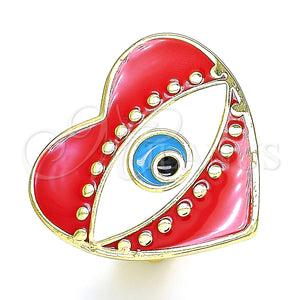 Gold Filled Ring — Elegant Ring Evil Eye and Heart Design Red — main product view — SKU 140559 | Oro Laminado anillo — Elegant Ring Evil Eye and corazón diseño Red — SKU 140559