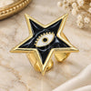 Oro Laminado Elegant Ring, Gold Filled Style Evil Eye and Star Design, Black Enamel Finish, Golden Finish, 01.313.0009.1 (One size fits all)