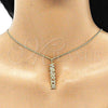 Oro Laminado Pendant Necklace, Gold Filled Style Nameplate Design, with White Micro Pave, Polished, Golden Finish, 04.313.0022.20 (02 MM Thickness, 20 Inches Length)