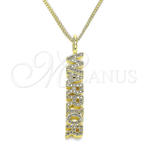Gold Filled Necklace — Pendant Necklace Nameplate Design with White Micro Pave — main product view — SKU 140567 | Oro Laminado collar — Pendant Necklace Nameplate diseño with blanco Micro Pave — SKU 140567