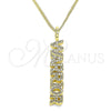 Oro Laminado Pendant Necklace, Gold Filled Style Nameplate Design, with White Micro Pave, Polished, Golden Finish, 04.313.0022.20 (02 MM Thickness, 20 Inches Length)