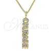 Oro Laminado Pendant Necklace, Gold Filled Style Nameplate Design, with White Micro Pave, Polished, Golden Finish, 04.313.0023.20 (02 MM Thickness, 20 Inches Length)