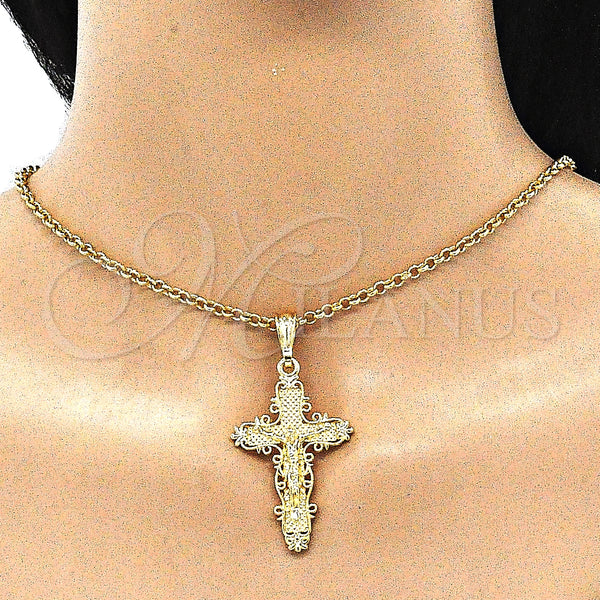 Gold Filled Pendant — Religious Pendant Crucifix Design Polished 05. — alternate product view — SKU 140570 | Oro Laminado dije — Religious Pendant Crucifix diseño pulido 05. — SKU 140570