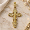 Oro Laminado Religious Pendant, Gold Filled Style Crucifix Design, Polished, Golden Finish, 05.351.0161