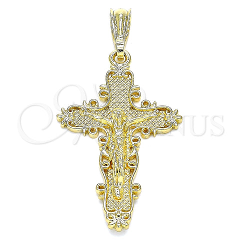 Oro Laminado Religious Pendant, Gold Filled Style Crucifix Design, Polished, Golden Finish, 05.351.0161