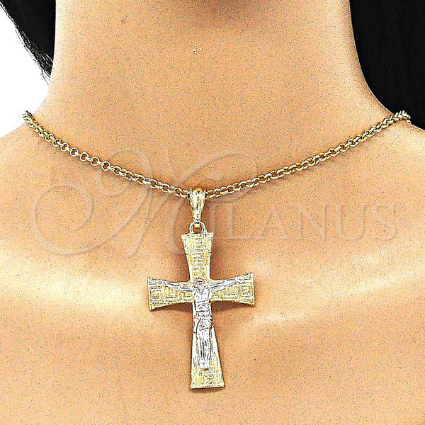 Gold Filled Pendant — Religious Pendant Crucifix and Greek Key Design Polished — alternate product view — SKU 140571 | Oro Laminado dije — Religious Pendant Crucifix and Greek Key diseño pulido — SKU 140571