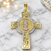 Oro Laminado Religious Pendant, Gold Filled Style Crucifix Design, Polished, Tricolor, 05.351.0044.1