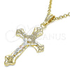 Oro Laminado Religious Pendant, Gold Filled Style Crucifix Design, Polished, Tricolor, 05.351.0164