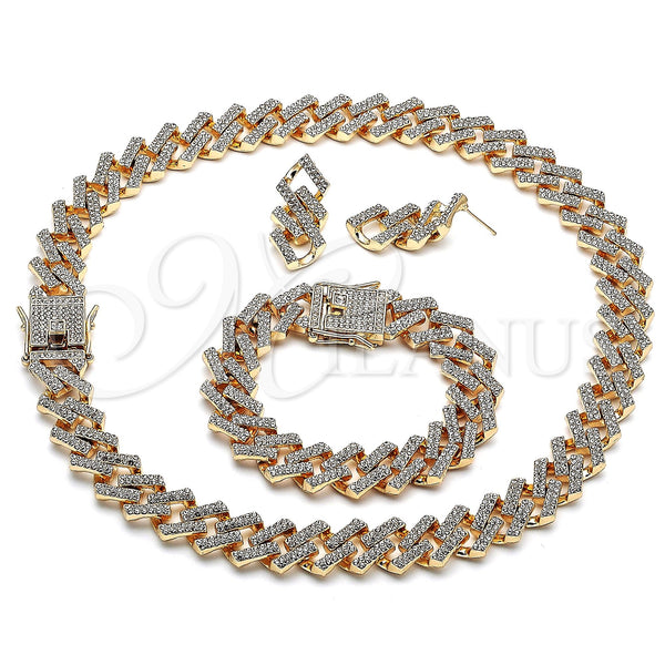 Gold Filled Ring — Necklace Bracelet and Earring Miami Cuban Design with — main product view — SKU 140576 | Oro Laminado anillo — Necklace Bracelet and Earring Miami Cuban diseño with — SKU 140576