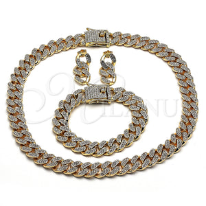 Gold Filled Ring — Necklace Bracelet and Earring Miami Cuban Design with — main product view — SKU 140578 | Oro Laminado anillo — Necklace Bracelet and Earring Miami Cuban diseño with — SKU 140578