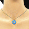 Oro Laminado Pendant Necklace, Gold Filled Style Star Design, with Multicolor Micro Pave, Blue Enamel Finish, Golden Finish, 04.374.0001.20 (02 MM Thickness, 20 Inches Length)