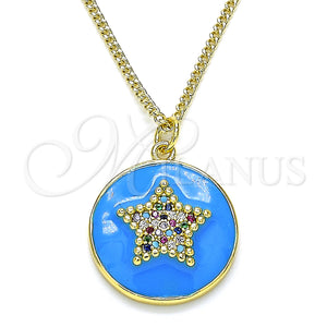 Gold Filled Necklace — Pendant Necklace Star Design with Multicolor Micro Pave — main product view — SKU 140596 | Oro Laminado collar — Pendant Necklace estrella diseño with Multicolor Micro Pave — SKU 140596