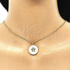 Oro Laminado Pendant Necklace, Gold Filled Style Star Design, with Multicolor Micro Pave, White Enamel Finish, Golden Finish, 04.374.0001.1.20 (02 MM Thickness, 20 Inches Length)
