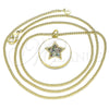 Oro Laminado Pendant Necklace, Gold Filled Style Star Design, with Multicolor Micro Pave, White Enamel Finish, Golden Finish, 04.374.0001.1.20 (02 MM Thickness, 20 Inches Length)