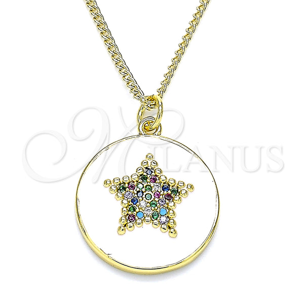 Gold Filled Necklace — Pendant Necklace Star Design with Multicolor Micro Pave — main product view — SKU 140597 | Oro Laminado collar — Pendant Necklace estrella diseño with Multicolor Micro Pave — SKU 140597