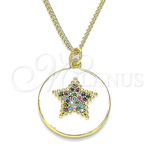 Gold Filled Necklace — Pendant Necklace Star Design with Multicolor Micro Pave — main product view — SKU 140597 | Oro Laminado collar — Pendant Necklace estrella diseño with Multicolor Micro Pave — SKU 140597
