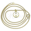 Oro Laminado Pendant Necklace, Gold Filled Style Hand of God Design, White Enamel Finish, Golden Finish, 04.374.0003.1.20 (02 MM Thickness, 20 Inches Length)