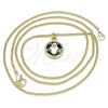 Oro Laminado Pendant Necklace, Gold Filled Style Hand of God Design, Black Enamel Finish, Golden Finish, 04.374.0003.2.20 (02 MM Thickness, 20 Inches Length)