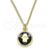 Oro Laminado Pendant Necklace, Gold Filled Style Hand of God Design, Black Enamel Finish, Golden Finish, 04.374.0003.2.20 (02 MM Thickness, 20 Inches Length)
