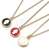 Oro Laminado Pendant Necklace, Gold Filled Style Hand of God Design, Black Enamel Finish, Golden Finish, 04.374.0003.2.20 (02 MM Thickness, 20 Inches Length)