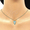Oro Laminado Pendant Necklace, Gold Filled Style Evil Eye and Heart Design, Blue Enamel Finish, Golden Finish, 04.374.0004.1.20 (02 MM Thickness, 20 Inches Length)