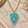 Oro Laminado Pendant Necklace, Gold Filled Style Evil Eye and Heart Design, Blue Enamel Finish, Golden Finish, 04.374.0004.1.20 (02 MM Thickness, 20 Inches Length)