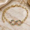 Oro Laminado Fancy Bracelet, Gold Filled Style Infinite and Paperclip Design, with Multicolor Micro Pave, Polished, Golden Finish, 03.156.0019.1.07 (03 MM Thickness, 7 Inches Length)