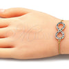 Oro Laminado Adjustable Bolo Bracelet, Gold Filled Style Infinite Design, with Multicolor Micro Pave and White Cubic Zirconia, Polished, Golden Finish, 03.156.0022.1.11 (01 MM Thickness, 11 Inches Length)