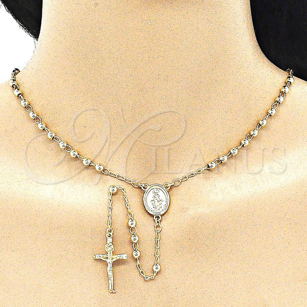 Gold Filled Jewelry — Thin Rosary Virgen Maria and Crucifix Design Polished — alternate product view — SKU 140613 | Oro Laminado joyería — Thin Rosary Virgen Maria and Crucifix diseño pulido — SKU 140613