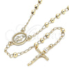 Oro Laminado Thin Rosary, Gold Filled Style Virgen Maria and Crucifix Design, Polished, Golden Finish, 09.213.0023.24
