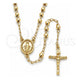 Oro Laminado Thin Rosary, Gold Filled Style Virgen Maria and Crucifix Design, Polished, Golden Finish, 09.213.0023.24
