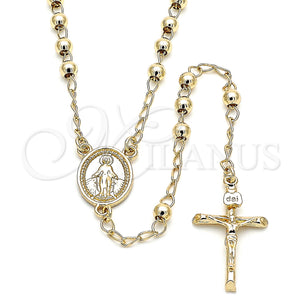 Gold Filled Jewelry — Thin Rosary Virgen Maria and Crucifix Design Polished — main product view — SKU 140613 | Oro Laminado joyería — Thin Rosary Virgen Maria and Crucifix diseño pulido — SKU 140613