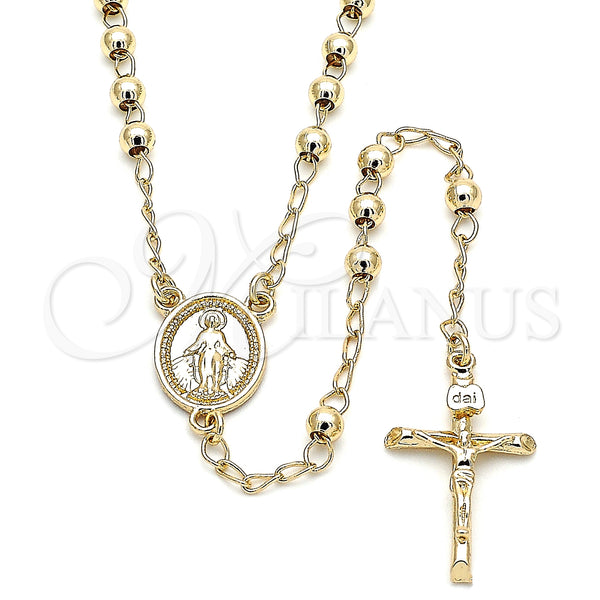 Gold Filled Jewelry — Thin Rosary Virgen Maria and Crucifix Design Polished — main product view — SKU 140613 | Oro Laminado joyería — Thin Rosary Virgen Maria and Crucifix diseño pulido — SKU 140613