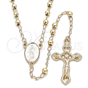 Gold Filled Jewelry — Thin Rosary Guadalupe and Crucifix Design Polished 09. — main product view — SKU 140614 | Oro Laminado joyería — Thin Rosary Guadalupe and Crucifix diseño pulido 09. — SKU 140614