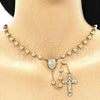 Oro Laminado Medium Rosary, Gold Filled Style Guadalupe and Crucifix Design, Polished, Golden Finish, 09.213.0026.24