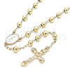 Oro Laminado Medium Rosary, Gold Filled Style Guadalupe and Crucifix Design, Polished, Golden Finish, 09.213.0026.24