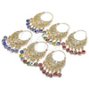 Oro Laminado Long Earring, Gold Filled Style Elephant and Evil Eye Design, Multicolor Resin Finish, Golden Finish, 02.380.0057