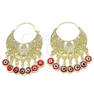 Gold Filled Ring — Long Earring Elephant and Evil Eye Design Red — main product view — SKU 140626 | Oro Laminado anillo — Long Earring Elephant and Evil Eye diseño Red — SKU 140626