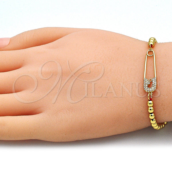 Gold Filled Bracelet — Adjustable Bolo Bracelet Paperclip and Ball Design with — alternate product view — SKU 140636 | Oro Laminado brazalete — Adjustable Bolo Bracelet Paperclip and Ball diseño with — SKU 140636