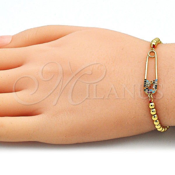 Gold Filled Bracelet — Adjustable Bolo Bracelet Paperclip and Ball Design with — alternate product view — SKU 140637 | Oro Laminado brazalete — Adjustable Bolo Bracelet Paperclip and Ball diseño with — SKU 140637