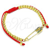 Oro Laminado Adjustable Bolo Bracelet, Gold Filled Style Paperclip and Ball Design, with Multicolor Micro Pave, Polished, Golden Finish, 03.313.0033.1.10 (04 MM Thickness, 10 Inches Length)