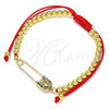Oro Laminado Adjustable Bolo Bracelet, Gold Filled Style Paperclip and Ball Design, with Multicolor Micro Pave, Polished, Golden Finish, 03.313.0033.1.10 (04 MM Thickness, 10 Inches Length)